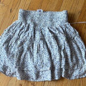 Smocked Waist Blue Floral Mini Skirt Skort coquette S